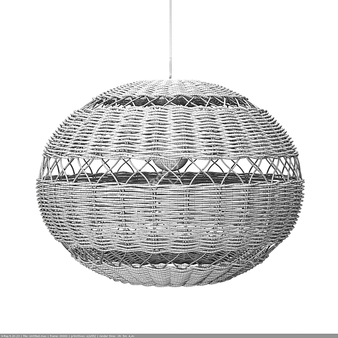 Handwoven Pendant Light, Adjustable Height 3D model image 1