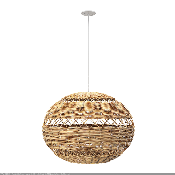 Handwoven Pendant Light, Adjustable Height 3D model image 2