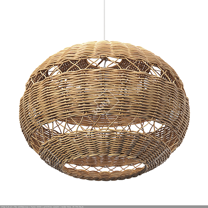 Handwoven Pendant Light, Adjustable Height 3D model image 3