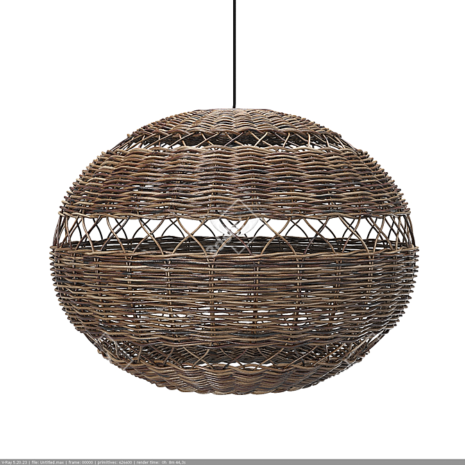 Handwoven Pendant Light, Adjustable Height 3D model image 5