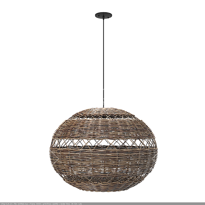 Handwoven Pendant Light, Adjustable Height 3D model image 6