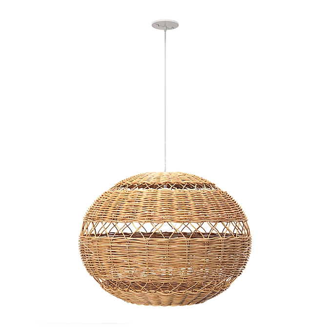 Handwoven Pendant Light, Adjustable Height 3D model image 9