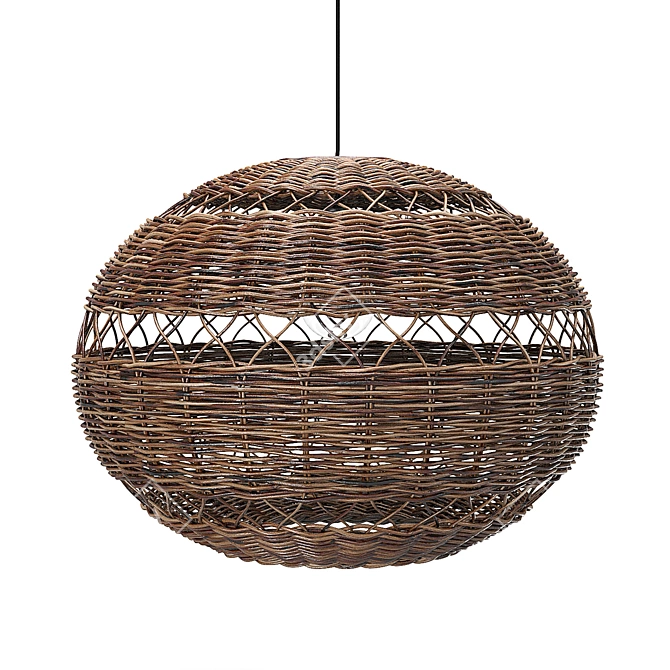 Handwoven Pendant Light, Adjustable Height 3D model image 11