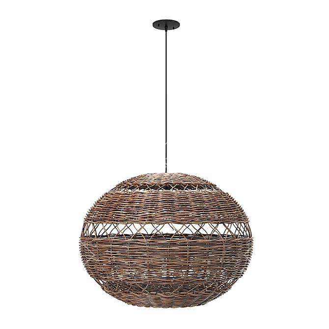 Handwoven Pendant Light, Adjustable Height 3D model image 12