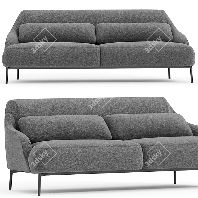 Modern Red Two-Seater Sofa 3D model image 1