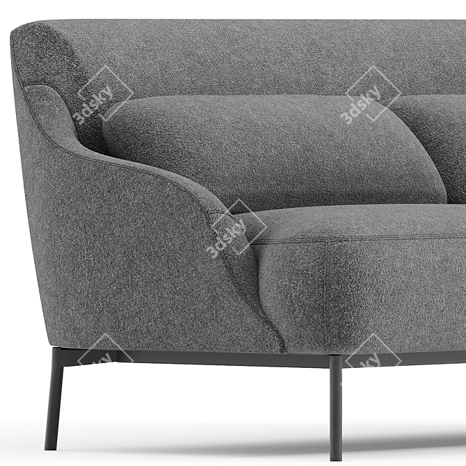 Modern Red Two-Seater Sofa 3D model image 2