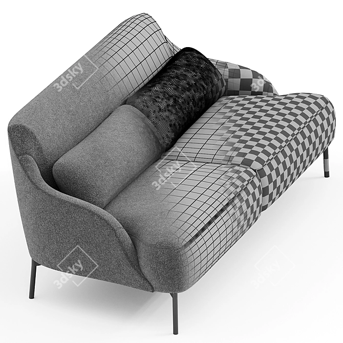 Modern Red Two-Seater Sofa 3D model image 3