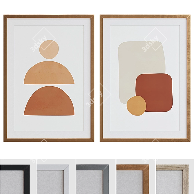 Modern Abstract Picture Frame Set 3D model image 1