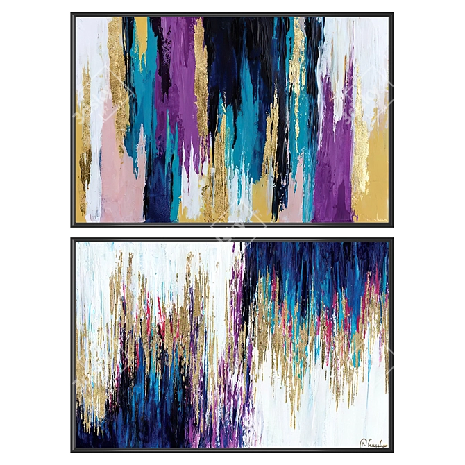 Abstract Art Set with Frames 3D model image 1