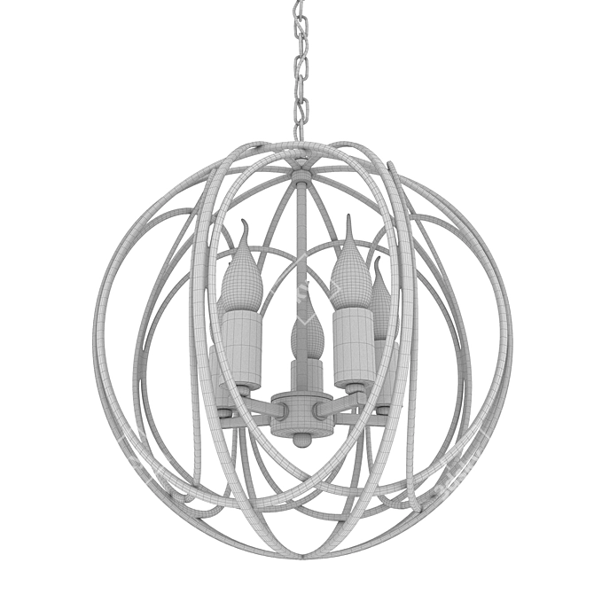 Metal Cage Chandelier Light 3D model image 6