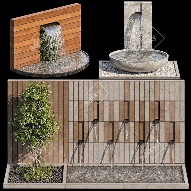 Waterfall Fountains for Stunning Landscapes 3D model image 1