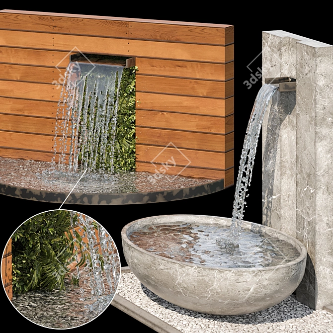 Waterfall Fountains for Stunning Landscapes 3D model image 2