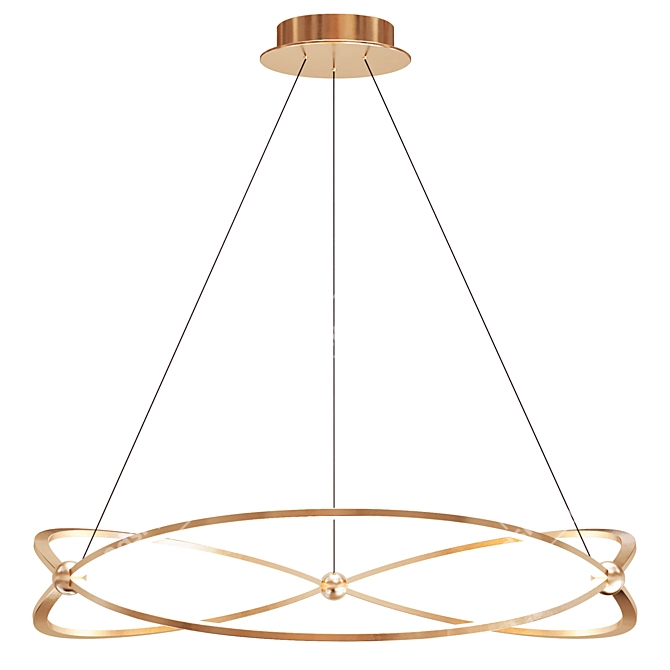 Ethereal Gold LED Ring Chandelier 3D model image 2