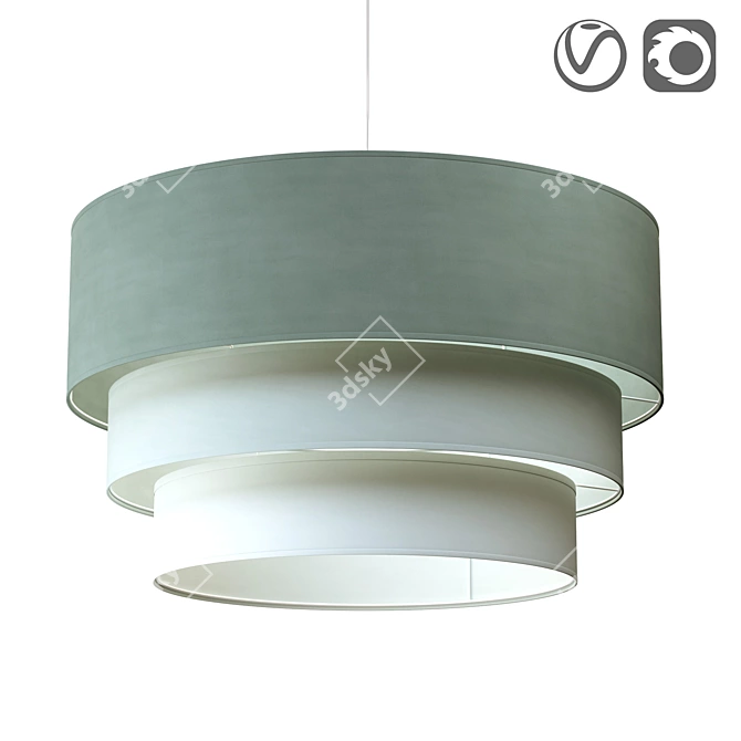 Grey Cotton Hanging Lamp PLANETE 3D model image 1