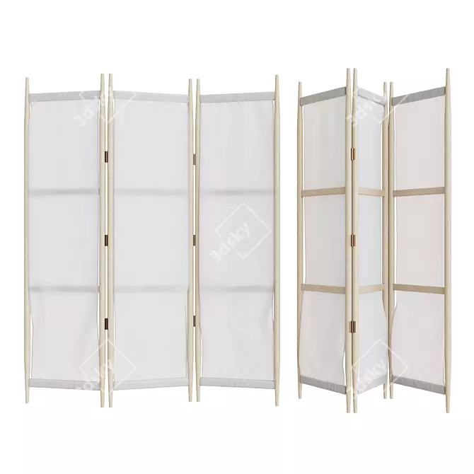 Cotton Canvas Tri-fold Screen 3D model image 1