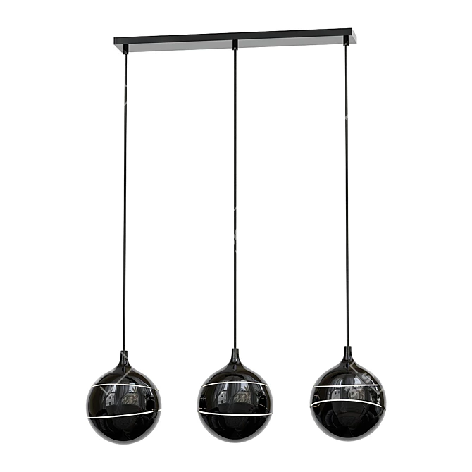 Black Carved Glass Pendant Light 3D model image 1