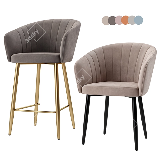 Garda Semi-Bar Stool Set 3D model image 1