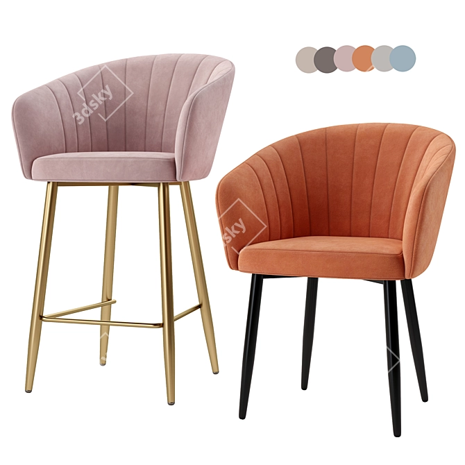 Garda Semi-Bar Stool Set 3D model image 2