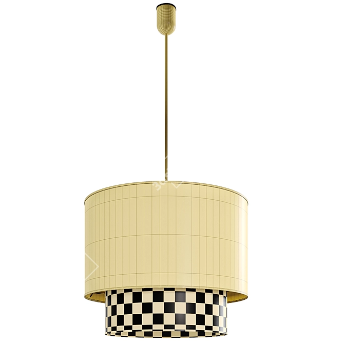 Modern Double Lampshade Pendant Light 3D model image 2