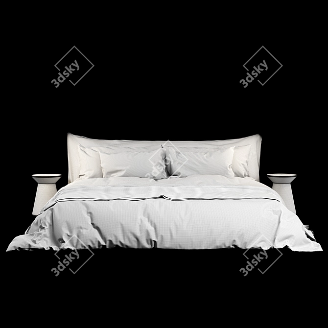 Soft Linen Bed Set Neutral 3D model image 5