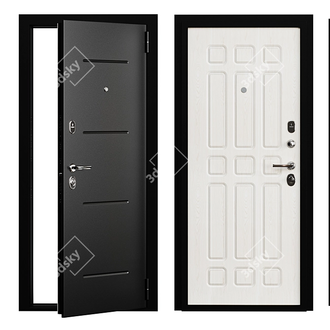 Stylish Milo Metal Entry Door 3D model image 1