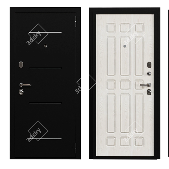 Stylish Milo Metal Entry Door 3D model image 2