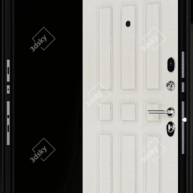 Stylish Milo Metal Entry Door 3D model image 3