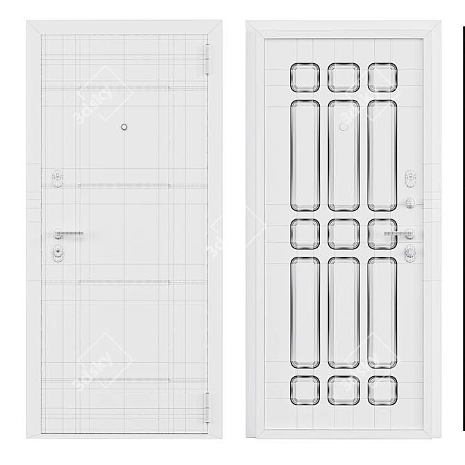 Stylish Milo Metal Entry Door 3D model image 5