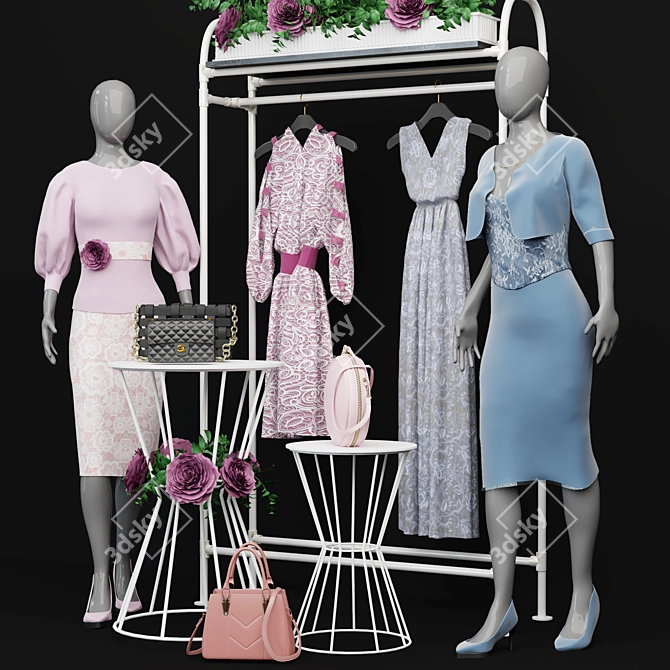 High Detail Clothing Store Display 3D model image 2