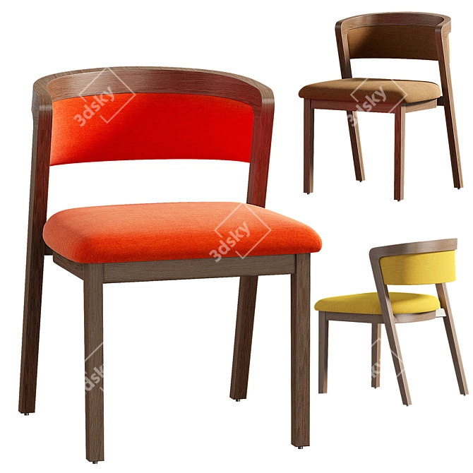 Modern Wood Venus Dining Chair 3D model image 2