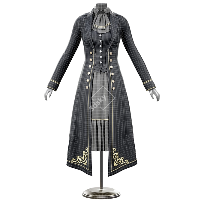 Vintage Gothic Dress 3D Model 3D model image 5