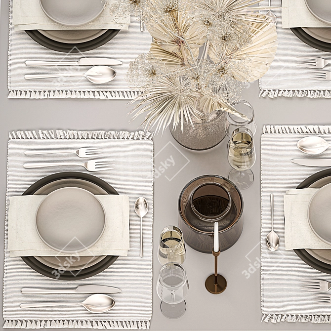 Rustic Eco Chic Table Setting 3D model image 2