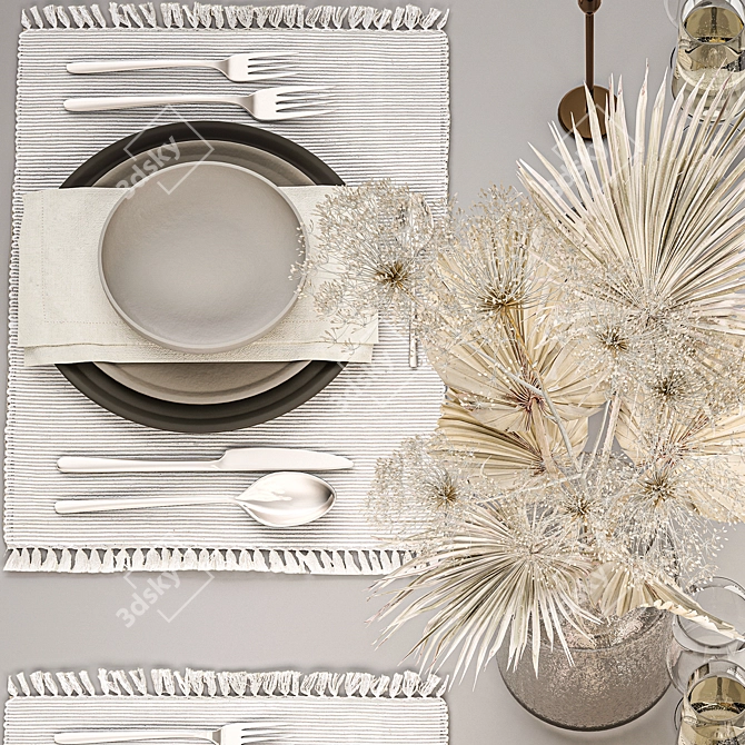 Rustic Eco Chic Table Setting 3D model image 3