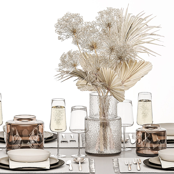 Rustic Eco Chic Table Setting 3D model image 6