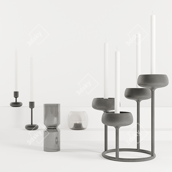 Contemporary Iittala Candle Holders 3D model image 7