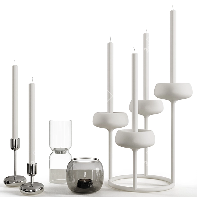 Contemporary Iittala Candle Holders 3D model image 2