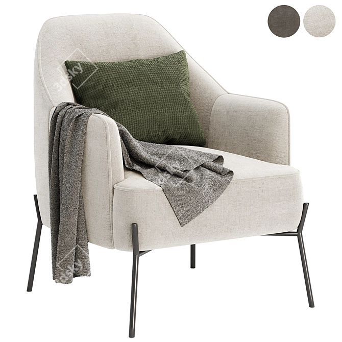 Elegant Daniella Accent Armchair 3D model image 1