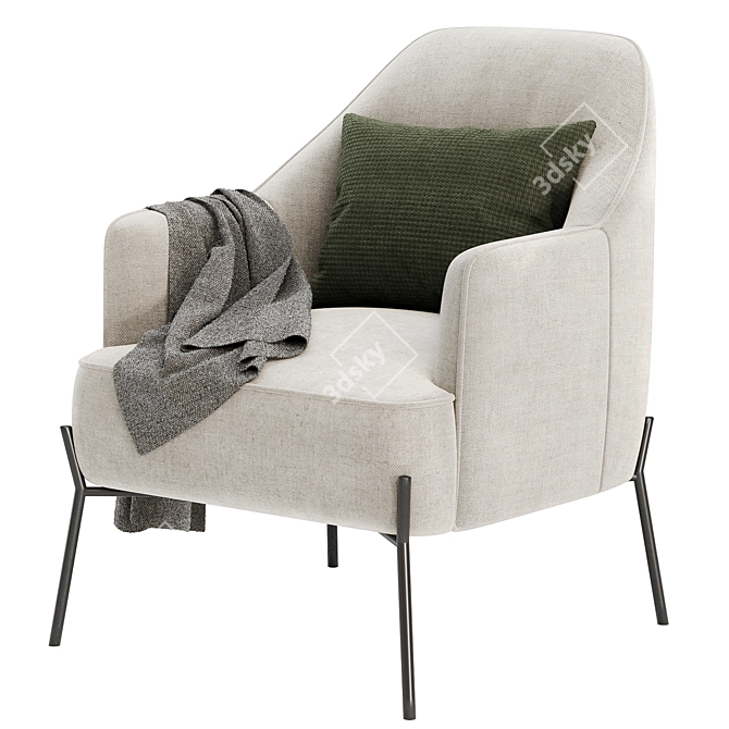 Elegant Daniella Accent Armchair 3D model image 3