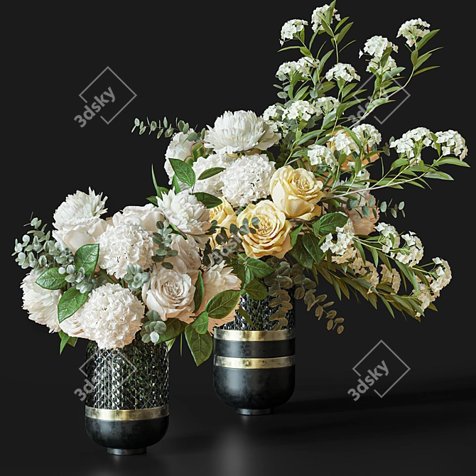 Elegant Floral Decor Set 3D model image 1