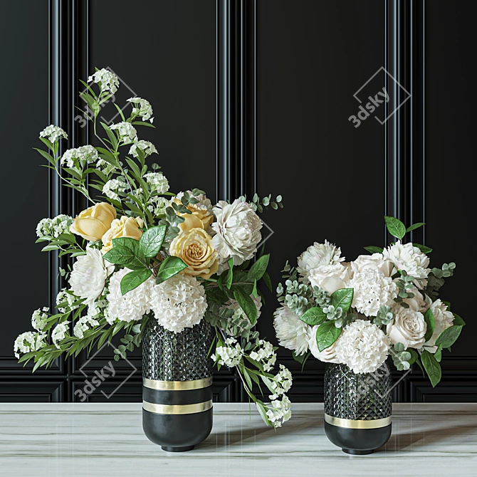 Elegant Floral Decor Set 3D model image 3