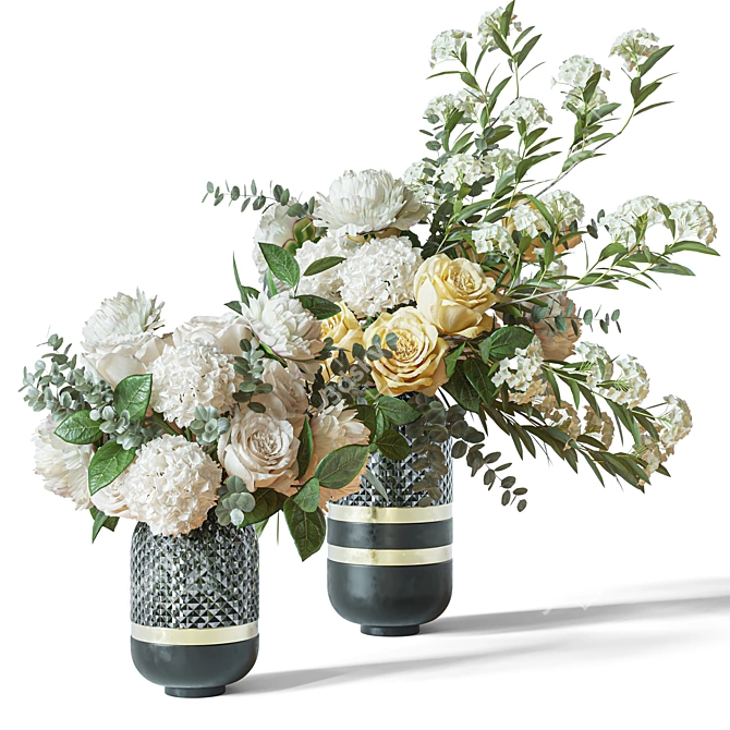 Elegant Floral Decor Set 3D model image 7