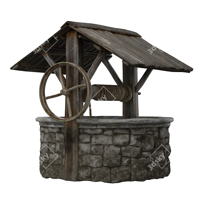 Rustic Water Well 3D Model 3D model image 1