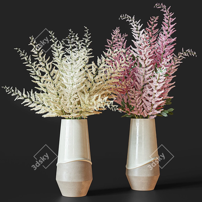 Elegant Astilbe Flower Set Bouquet 3D model image 1