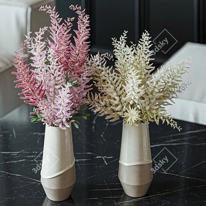 Elegant Astilbe Flower Set Bouquet 3D model image 2