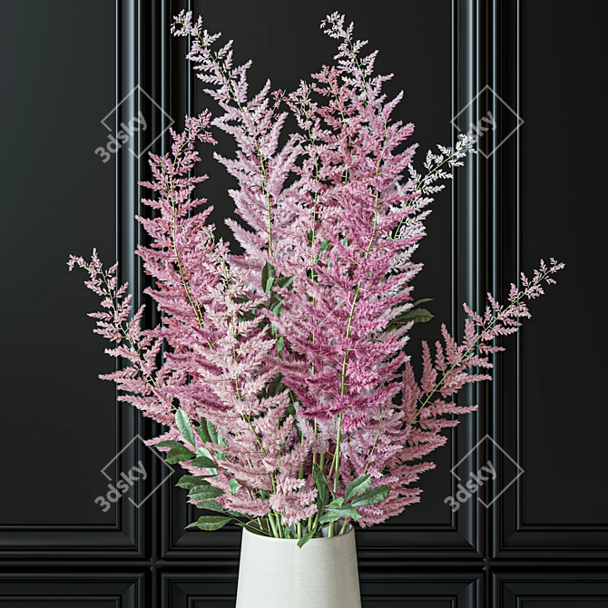 Elegant Astilbe Flower Set Bouquet 3D model image 4