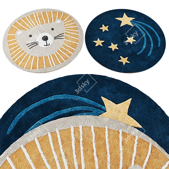 Round Kids Rugs Bundle 3D model image 3