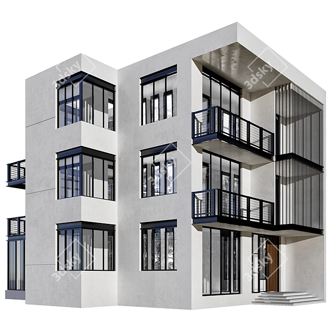 Modern Residential Building Model 3D model image 2