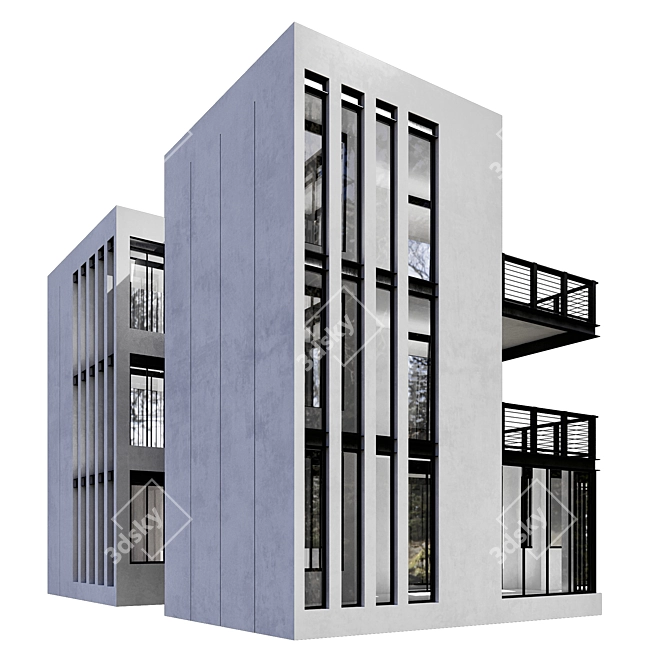 Modern Residential Building Model 3D model image 4