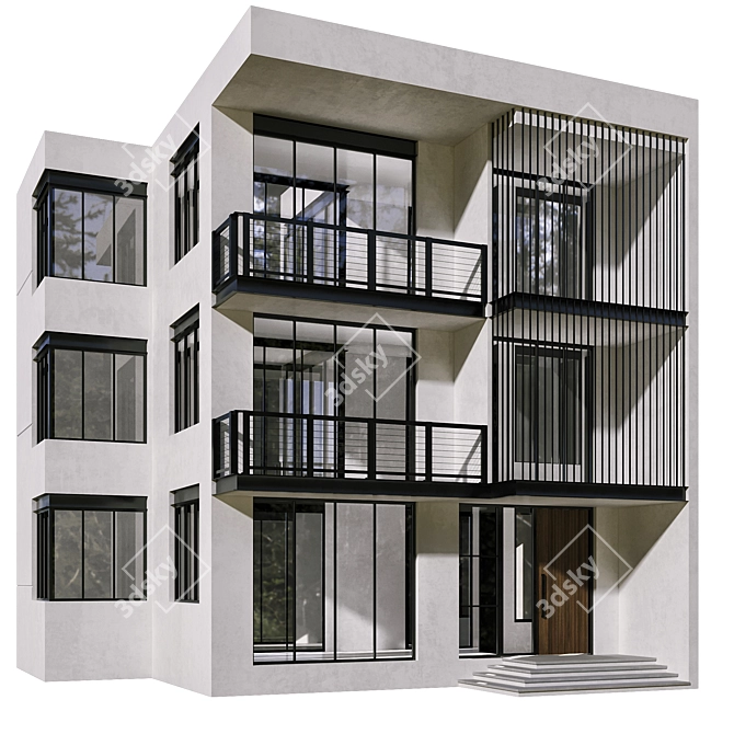 Modern Residential Building Model 3D model image 5