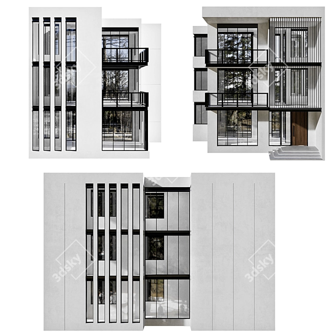 Modern Residential Building Model 3D model image 6